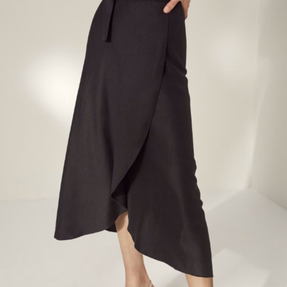 Wilfred Eleta Linen Wrap Skirt Black Small